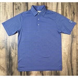 Donald Ross Golf Polo Small Blue Striped Short Sleeve Shirt Forest Lake Club SC.